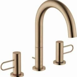 Wholesale 😀 AXOR Uno Loop Two Handle Widespread Bathroom Sink Faucet Lever in Brushed Bronze 😉