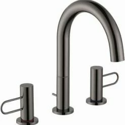 Best deal 🔔 AXOR Uno Loop Two Handle Widespread Bathroom Sink Faucet Lever in Polished Black Chrome ✨
