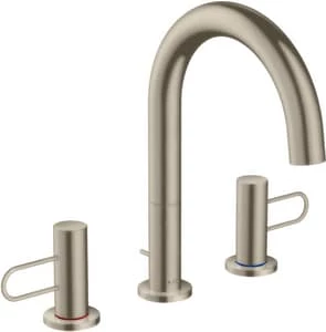 Deals ๐ AXOR Uno Loop Two Handle Widespread Bathroom Sink Faucet Lever in Brushed Nickel โจ