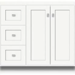 Buy ⌛ Strasser Woodenworks Montlake View 36 x 21 x 34-1/2 in. Floor Mount Vanity with 3-Drawer in Satin White 🧨