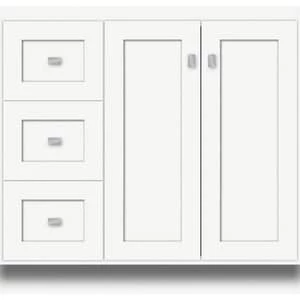 Buy โ Strasser Woodenworks Montlake View 36 x 21 x 34-1/2 in. Floor Mount Vanity with 3-Drawer in Satin White ๐งจ