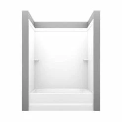 Brand new 👍 Swan Corporation 60 x 60 in. 3-Panel Composite and Engineered Stone Wall Shower Wall Kit in White 🔔