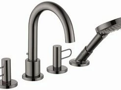Discount 🛒 AXOR Uno Two Handle Roman Tub Faucet in Polished Black Chrome with Trim ⌛