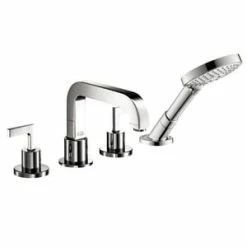 Brand new 👍 AXOR Citterio 1.75 gpm 4-Hole Deck Mount Roman Tub Set Trim with Double Lever Handle, Fixed Spout and Handshower in Polished Chrome 💯