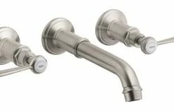 Best deal ✨ AXOR Montreux Double Lever Handle Wall Mount Bathroom Sink Faucet in Brushed Nickel 🔔