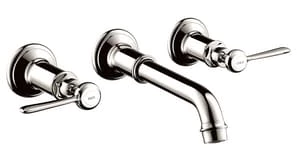 Best Sale ๐ AXOR Montreux Double Lever Handle Wall Mount Bathroom Sink Faucet in Polished Nickel ๐