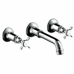 Wholesale 👍 AXOR Montreux Wall Mount Bathroom Sink Faucet with Double Cross Handle in Polished Chrome 😀