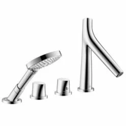 Buy 🥰 AXOR Starck Organic 1.75 gpm 4-Hole Deck Mount Roman Tub Faucet with Double Knob Handle and Handshower in Polished Chrome 🤩