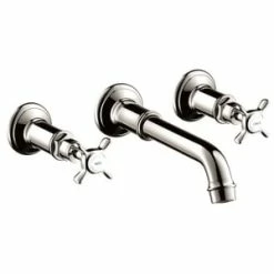 Best Sale 👍 AXOR Montreux Wall Mount Bathroom Sink Faucet with Double Cross Handle in Polished Nickel 🧨